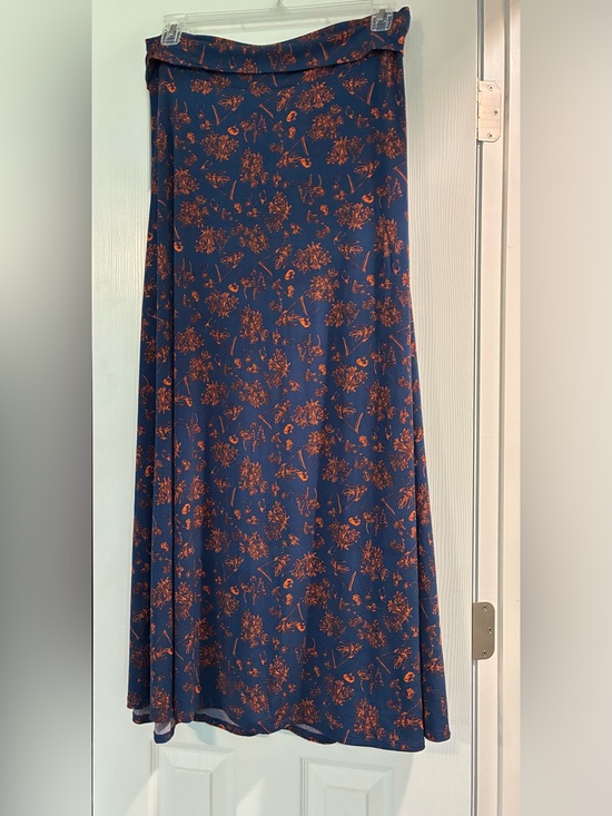 LuLaRoe Dresses & Skirts - LuLaRoe Navy Maxi Skirt with Rust Floral Print